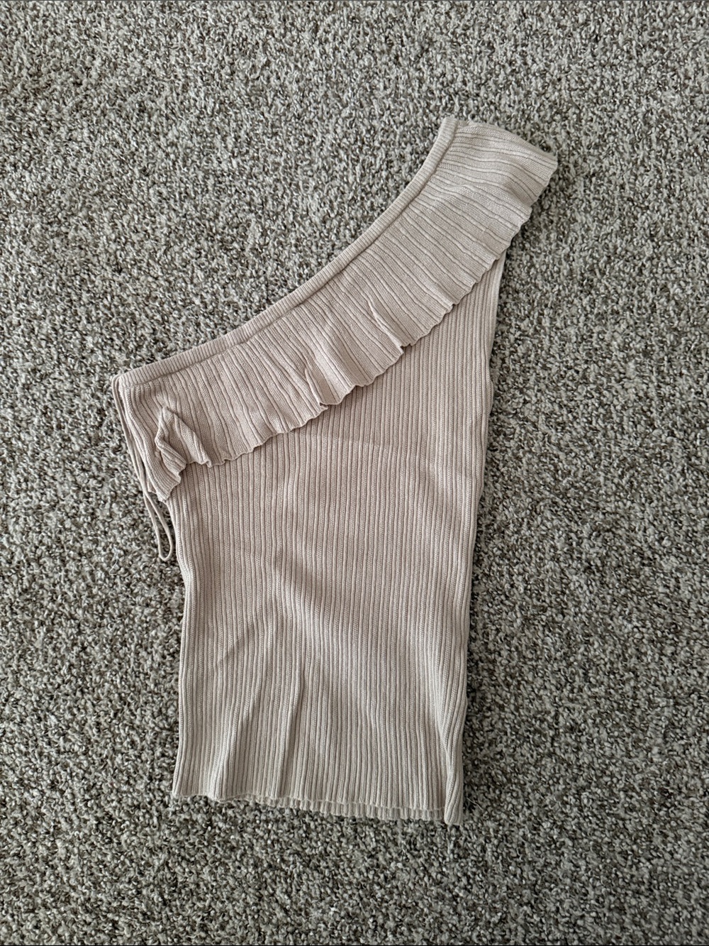 Heartloom One Shoulder Cable Knit Sweater Top Size Small Beige Minimalist Boho